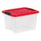 IRIS® 20.5qt. Clear Holiday Storage Boxes with Red Buckle Lids, 4ct.
